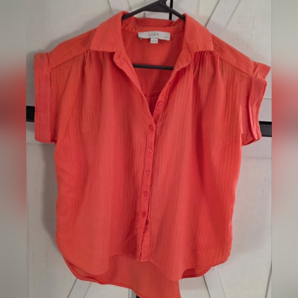 Women's Orange Button-Up Top